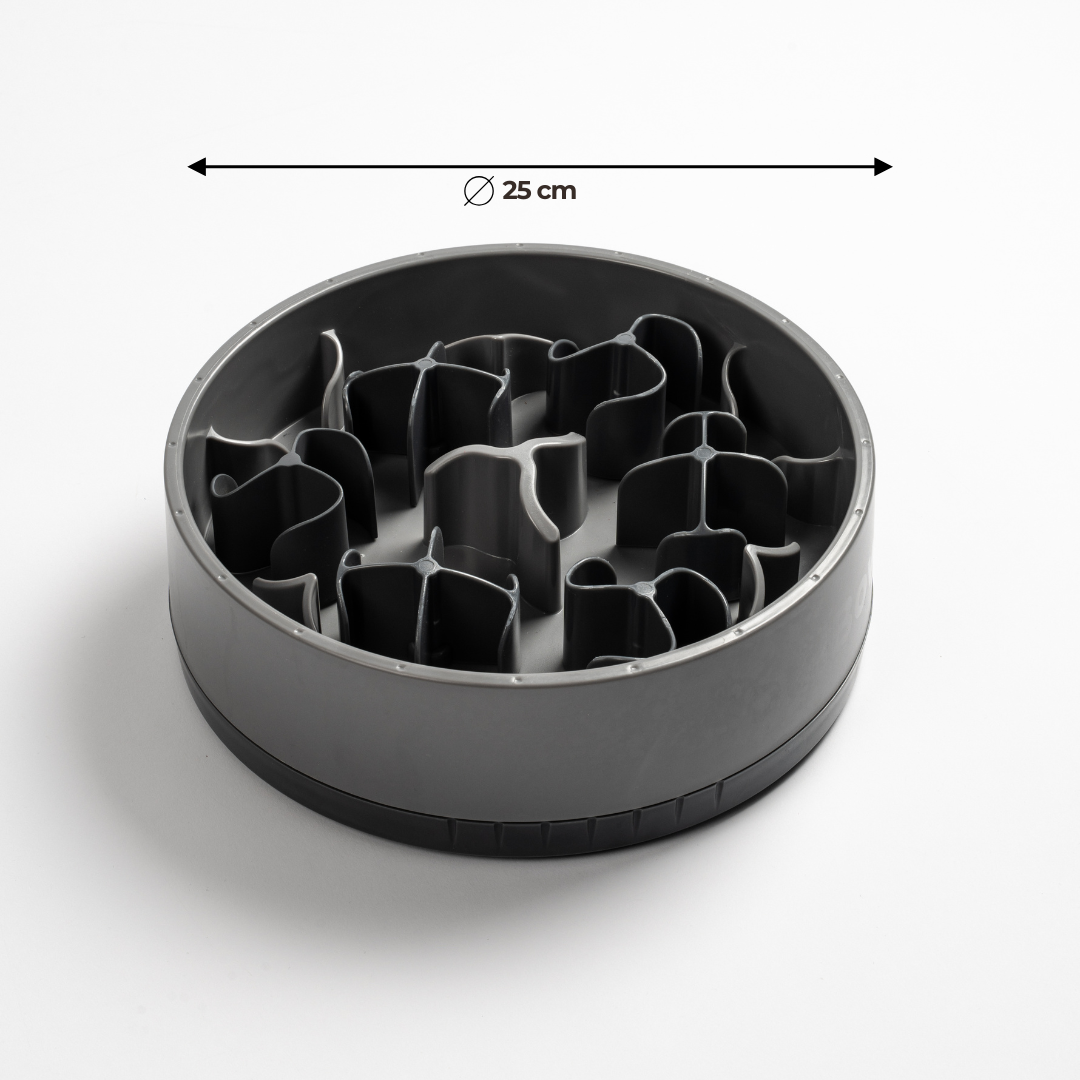 SoulBowl Hunti (Grau) Groß, Durchmesser 25 cm, mit verstellbarem Puzzle